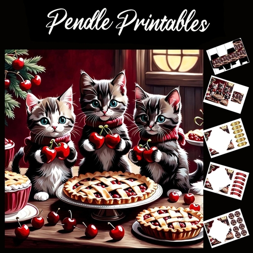 Nursery Rhyme: Three Little Kittens 3 7x7 Card Kit. Matching Box, Gift Bauble,Tag
