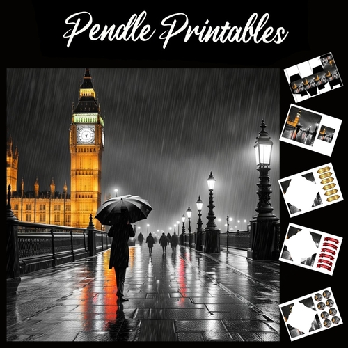Big Ben At Night 7x7 Card Kit. Matching Box, Gift Bauble,Tag