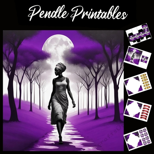 Beauty In Purple Trees 7x7 Card Kit. Matching Box, Gift Bauble,Tag
