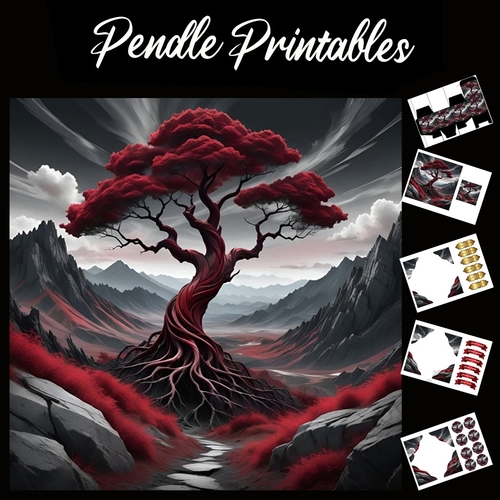 Red Twisted Tree 7x7 Card Kit. Matching Box, Gift Bauble,Tag