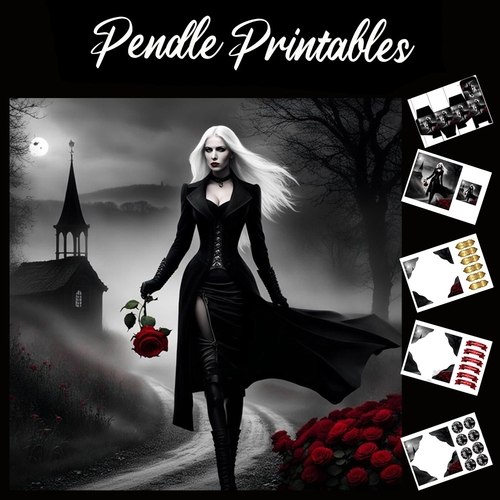 The Black Widow 7x7 Card Kit. Matching Box, Gift Bauble,Tag
