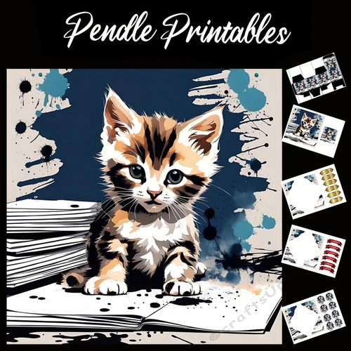 Splatter Art: Paw Painting 7x7 Card Kit. Matching Box, Gift Bauble,Tag