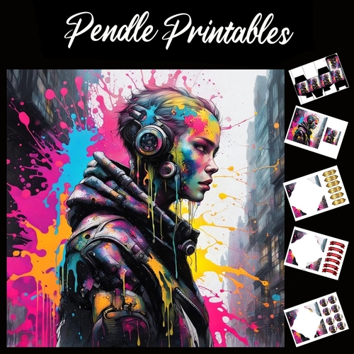 Splatter Art: Urban Sounds 7x7 Card Kit. Matching Box, Gift Bauble,Tag
