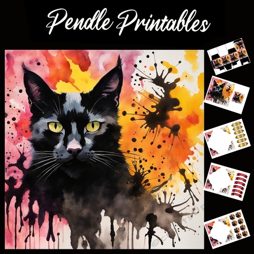 Splatter Art: The Familiar 7x7 Card Kit. Matching Box, Gift Bauble,Tag