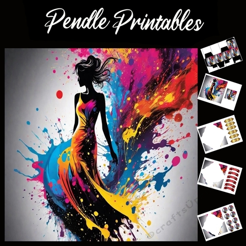 Splatter Art: Colourful Twirl 7x7 Card Kit. Matching Box, Gift Bauble,Tag