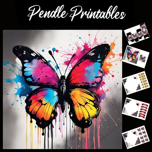 Splatter Art: Beautiful Butterfly 7x7 Card Kit. Matching Box, Gift Bauble,Tag