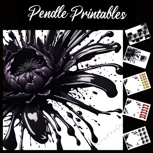 Splatter Art: Deep Purple 7x7 Card Kit. Matching Box, Gift Bauble,Tag