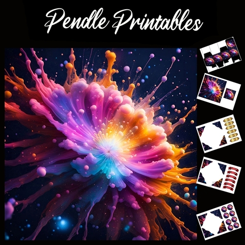 Splatter Art: Pollen Explosion 7x7 Card Kit. Matching Box, Gift Bauble,Tag