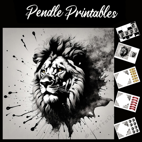 Splatter Art: Leo King Of The Jungle 7x7 Card Kit. Matching Box, Gift Bauble,Tag