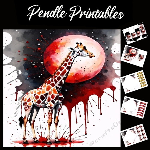 Splatter Art: Moonstruck Giraffe 7x7 Card Kit. Matching Box, Gift Bauble,Tag