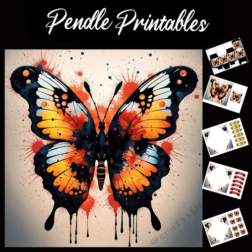 Splatter Art: Butterfly 7x7 Card Kit. Matching Box, Gift Bauble,Tag