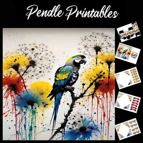 Splatter Art: Pretty Polly 7x7 Card Kit. Matching Box, Gift Bauble,Tag