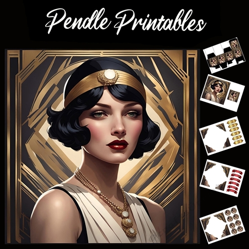 Art Deco Lady (21) 7x7 Card Kit. Matching Box, Gift Bauble,Tag