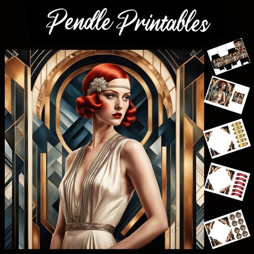 Art Deco Lady (27) 7x7 Card Kit. Matching Box, Gift Bauble,Tag