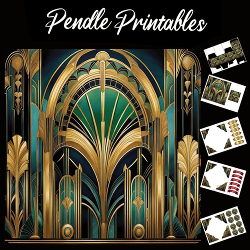 Art Deco Entrance 7x7 Card Kit. Matching Box, Gift Bauble,Tag