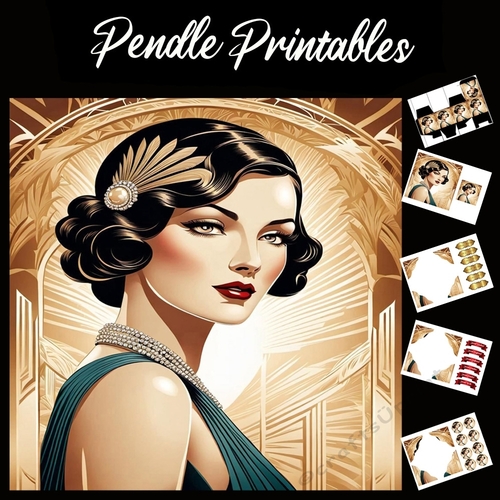 Art Deco Diamond Lady 7x7 Card Kit. Matching Box, Gift Bauble,Tag