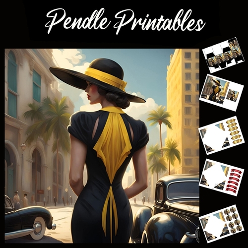 Art Deco Lady In Paradise 7x7 Card Kit. Matching Box, Gift Bauble,Tag