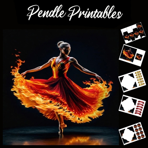 Flame Art: Fire Dancer 7x7 Card Kit. Matching Box, Gift Bauble,Tag