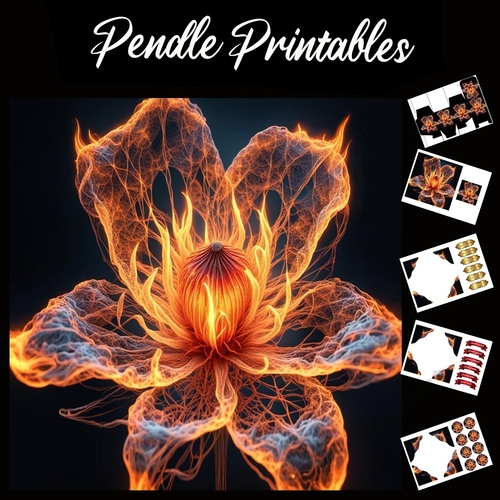 Flame Art: Petals Of Fire 7x7 Card Kit. Matching Box, Gift Bauble,Tag
