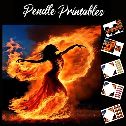 Flame Art: Fire Dancer 2 7x7 Card Kit. Matching Box, Gift Bauble,Tag