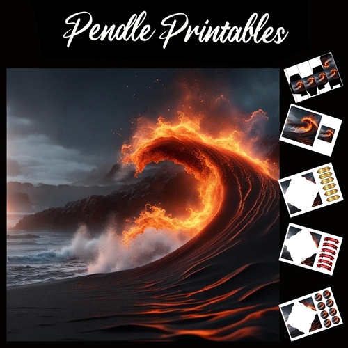 Flame Art: Wave Of Fire 7x7 Card Kit. Matching Box, Gift Bauble,Tag