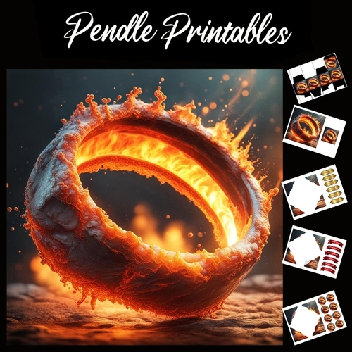 Flame Art: Ring Of Fire 7x7 Card Kit. Matching Box, Gift Bauble,Tag