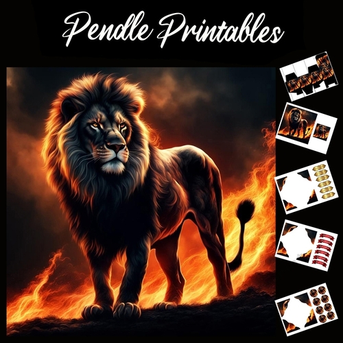 Flame Art: King Of The Jungle 7x7 Card Kit. Matching Box, Gift Bauble,Tag