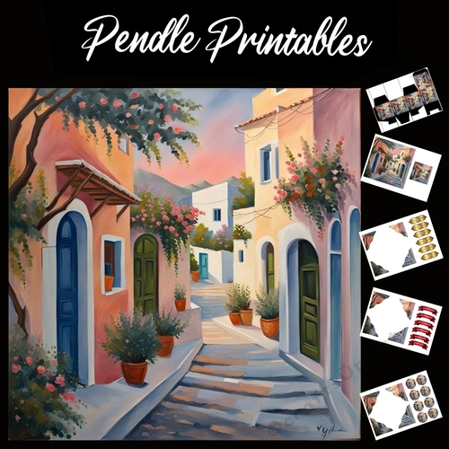 Pastel Art: The Paved Path 7x7 Card Kit. Matching Box, Gift Bauble,Tag