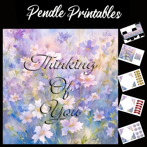 Thinking Of You 02 . 7x7 card, flower box, message card with matching envelope.