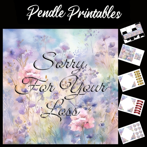 Sorry For Your Loss . 7x7 card, flower box, message card with matching envelope.