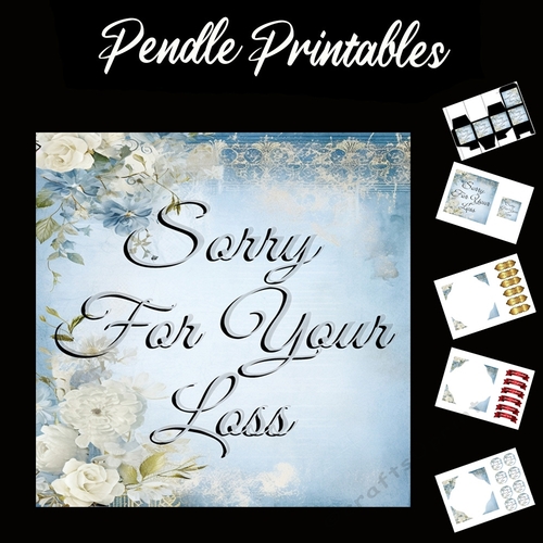 Sorry For Your Loss 02. 7x7 card, flower box, message card with matching envelope.