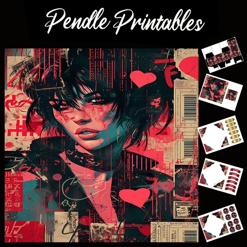 Grunge Punk Graffiti 2 7x7 Card Kit. Matching Box, Gift Bauble,Tag