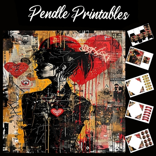 Grunge Punk Graffiti 3 7x7 Card Kit. Matching Box, Gift Bauble,Tag