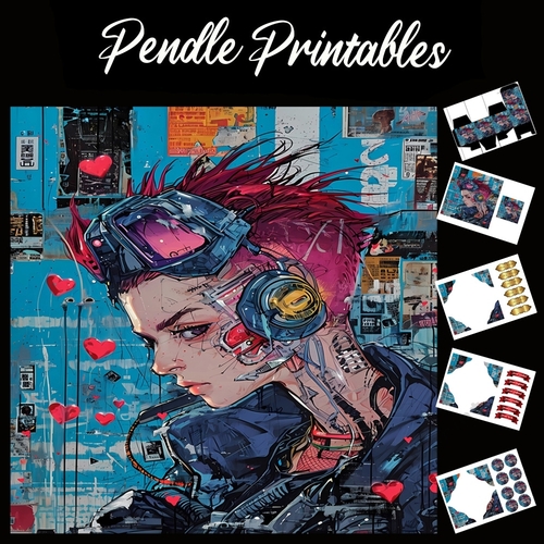 Grunge Punk Graffiti 4 7x7 Card Kit. Matching Box, Gift Bauble,Tag