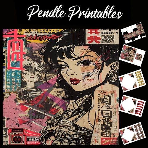 Grunge Punk Graffiti 5 7x7 Card Kit. Matching Box, Gift Bauble,Tag