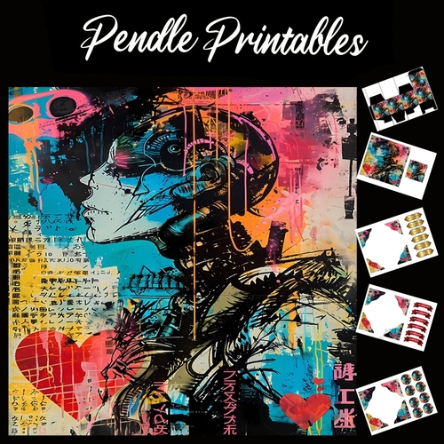 Grunge Punk Graffiti 7 7x7 Card Kit. Matching Box, Gift Bauble,Tag