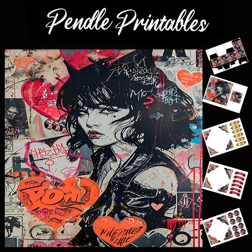 Grunge Punk Graffiti 8 7x7 Card Kit. Matching Box, Gift Bauble,Tag