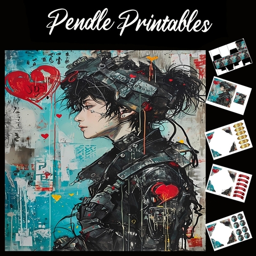 Grunge Punk Graffiti 11 7x7 Card Kit. Matching Box, Gift Bauble,Tag