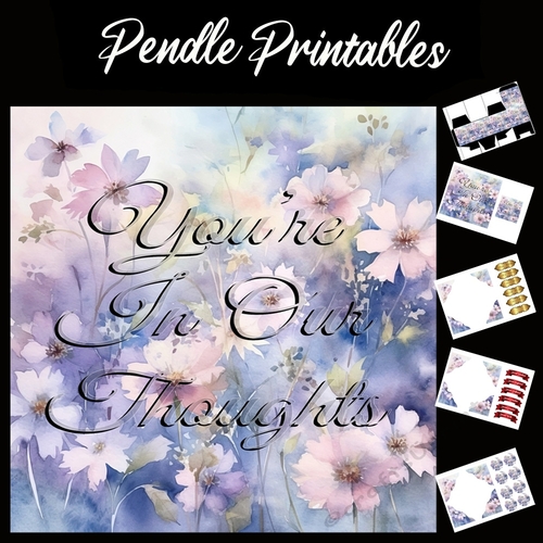 Youre In Our Thoughts . 7x7 card, flower box, message card with matching envelope.