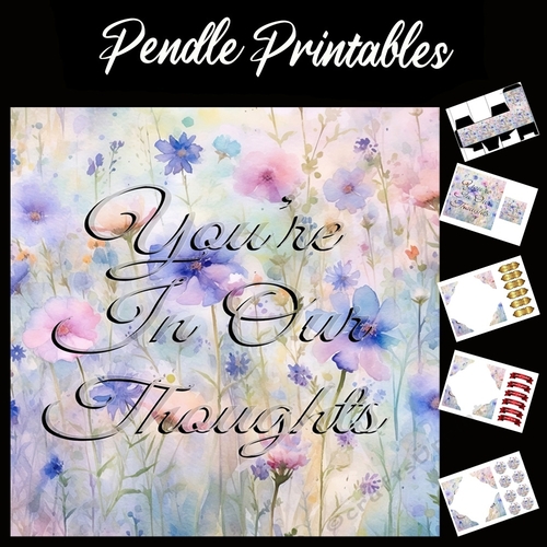 Youre In Our Thoughts 02 . 7x7 card, flower box, message card with matching envelope.