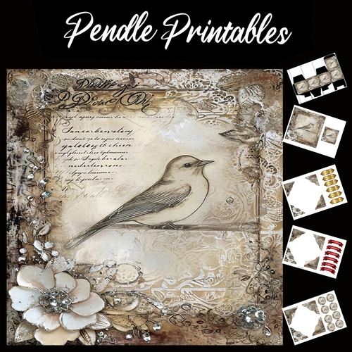 Crystal And Lace Birds 1 7x7 Card Kit. Matching Box, Gift Bauble,Tag