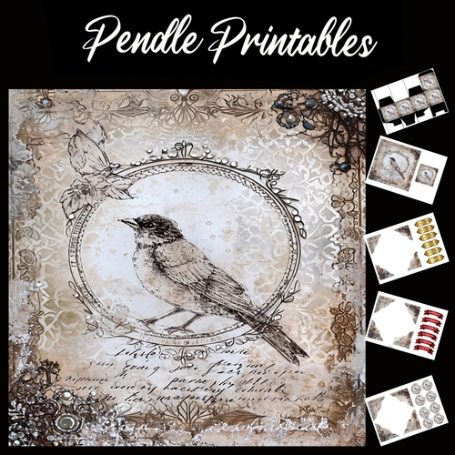 Crystal And Lace Birds 8 7x7 Card Kit. Matching Box, Gift Bauble,Tag