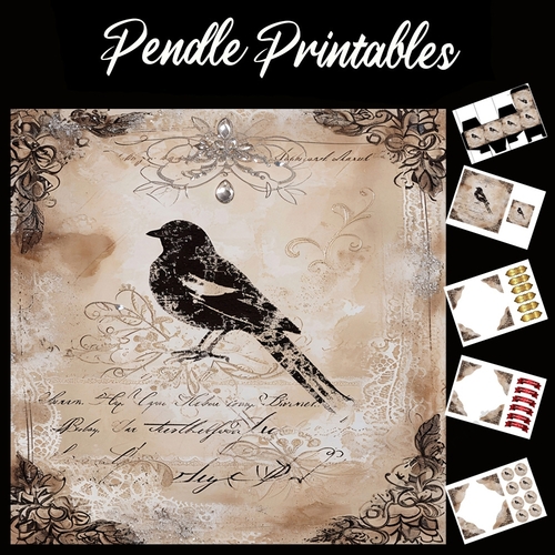 Crystal And Lace Birds 11 7x7 Card Kit. Matching Box, Gift Bauble,Tag