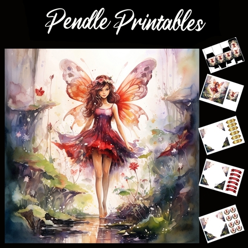 Watercolour: Fairy 2 7x7 Card Kit. Matching Box, Gift Bauble,Tag