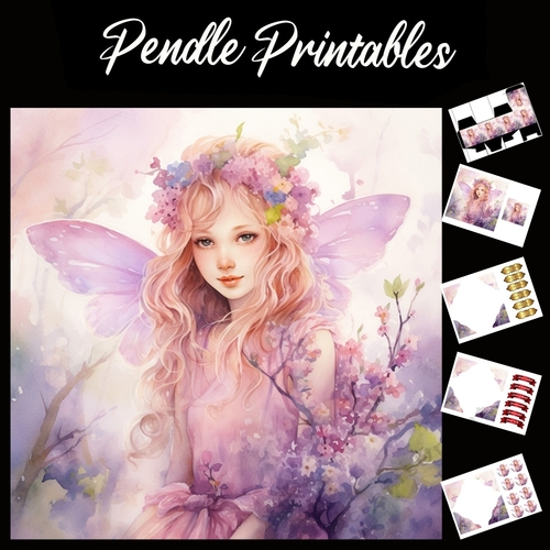 Watercolour: Fairy 6 7x7 Card Kit. Matching Box, Gift Bauble,Tag