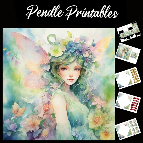 Watercolour: Fairy 7 7x7 Card Kit. Matching Box, Gift Bauble,Tag