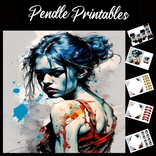 Splatter Art: The Moody Teenager 7x7 Card Kit. Matching Box, Gift Bauble,Tags