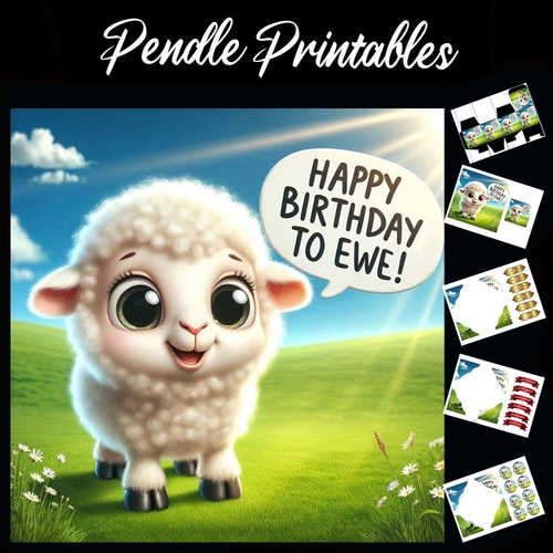 Happy birthday to ewe.  7x7 Card Kit. Matching Box, Gift Bauble, Tags