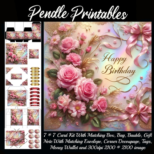 Rose Blush Collection Birthday Cards 7 Complete Kit