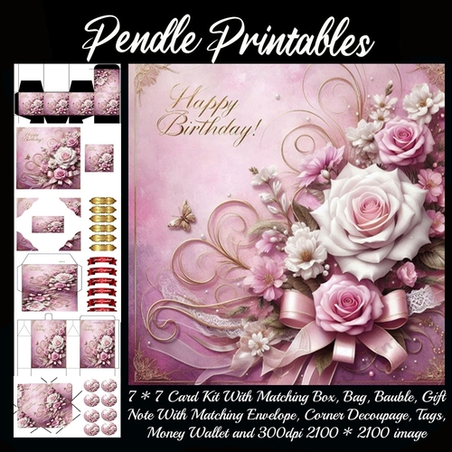 Rose Blush Collection Birthday Cards 8 Complete Kit